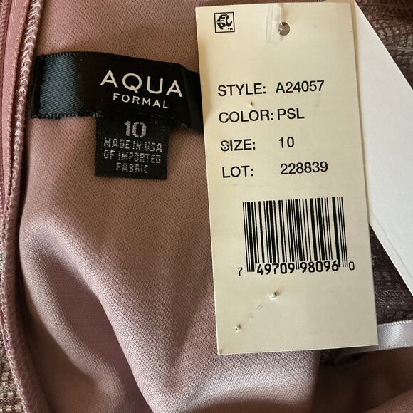 Pink and Silver Metallic Sleeveless Halter Evening Gown Size 10 Maxi by AQUA - Picture 7 of 10